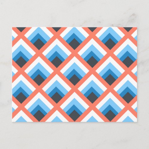Pink Blue Abstract Geometric Designs Color Postcard