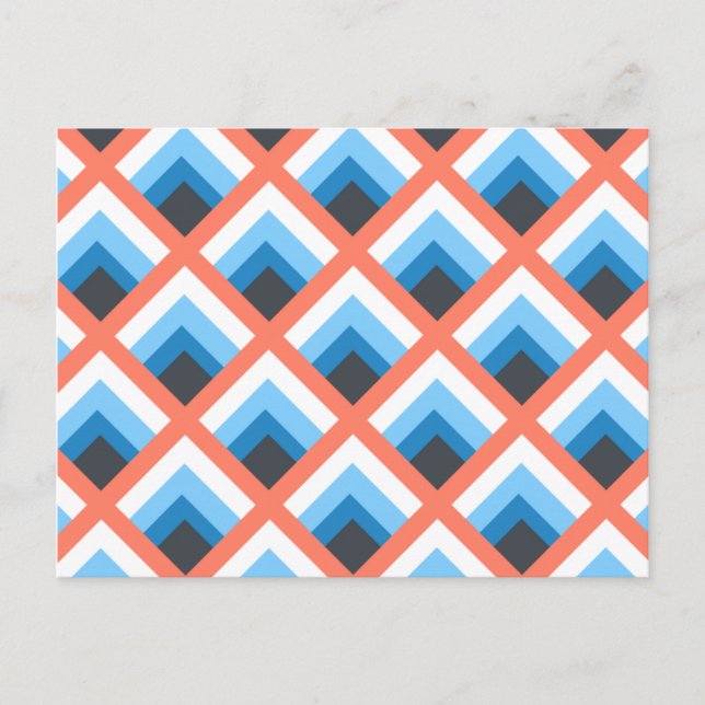 Pink Blue Abstract Geometric Designs Color Postcard (Front)