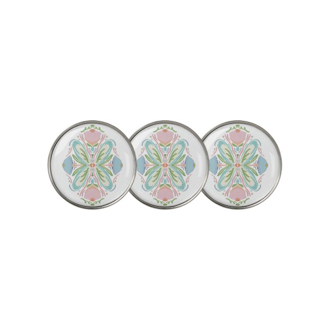 Pink Blue Abstract Golf Ball Marker (3 Up)