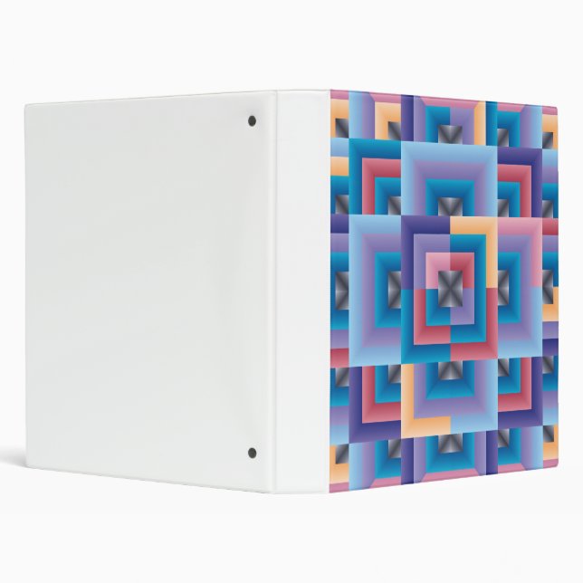 Pink Blue Abstract Quilt 3 Ring Binder (Background)