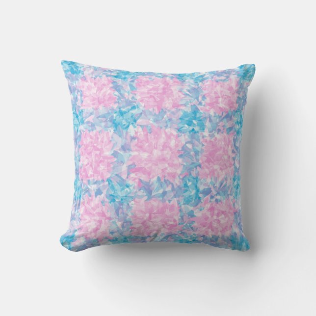 Pink Blue Abstract Seamless Pattern Throw Pillow (Front)