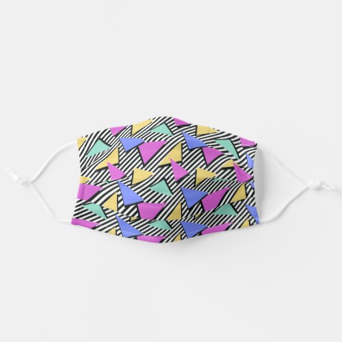 Pink blue abstract shapes fun retro 80s pattern adult cloth face mask