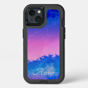 Pink Blue Abstract Sunset Ocean Splash Personalize iPhone 13 Case