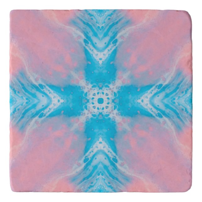 Pink Blue Abstract Trivet (Front)