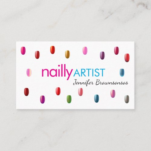 Pink Blue Acrylic Nails Artist Makeup Business Card