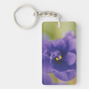 Pink & Blue African Violets Flowers Keychain