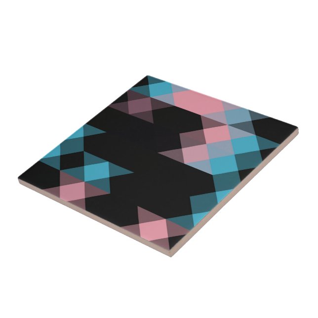 pink blue and black geometric ceramic tile (Side)