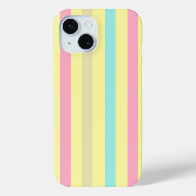 Pink, blue and brown stripes on yellow Case-Mate iPhone case (Back)