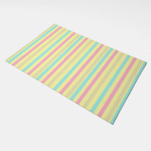 Pink, blue and brown stripes on yellow