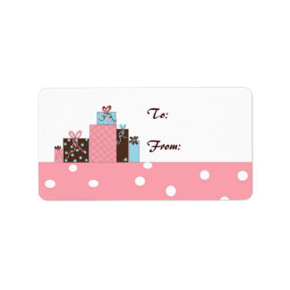 Pink, Blue and Chocolate Brown Packages Label