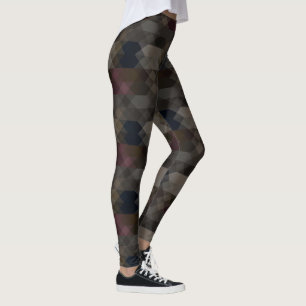 pink blue and coffee bean geometric leggings