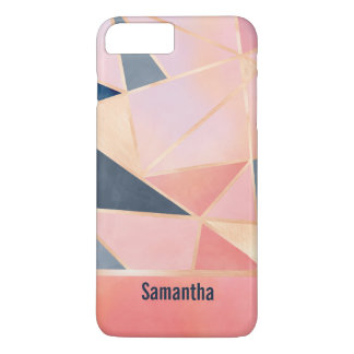 Pink Blue and Gold Colorblock iPhone 7 Plus Case