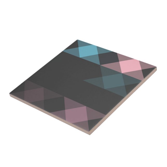 pink blue and gray geometric ceramic tile (Side)
