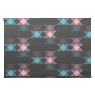 pink blue and gray geometric cloth placemat