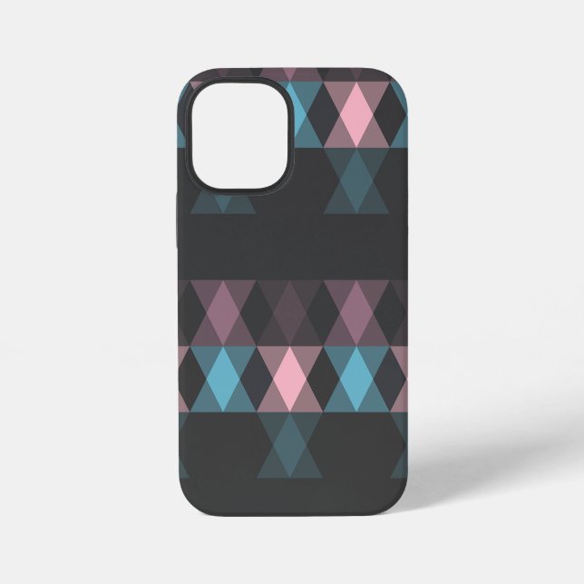 pink blue and gray geometric iphone case (Back)