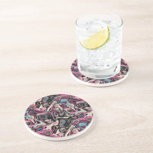 pink blue and gray swirls coaster (Side)