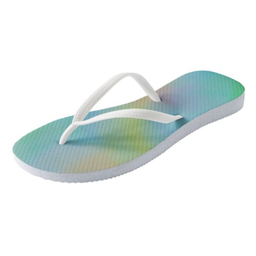 Pink Blue and Green Marble Clouds Flip Flops