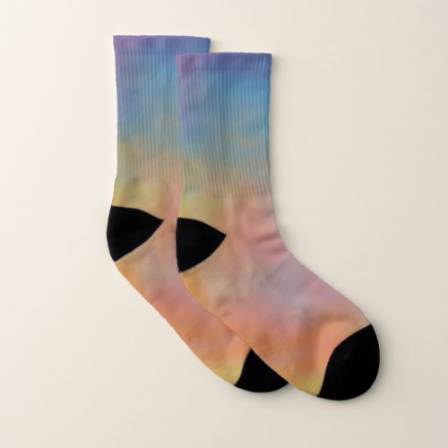 Pink Blue and Green Marble Clouds Socks