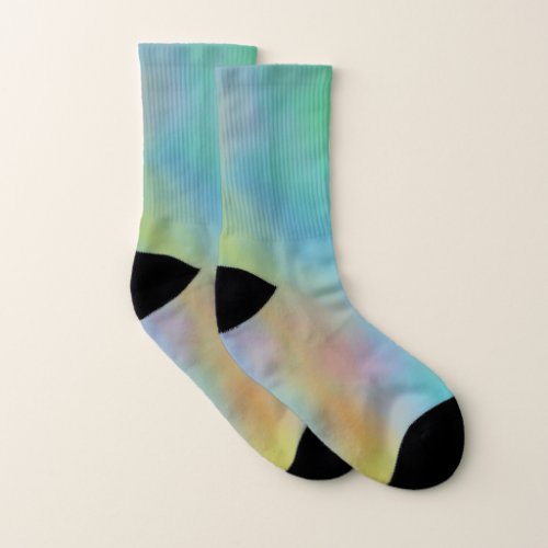 Pink Blue and Green Marble Clouds Socks