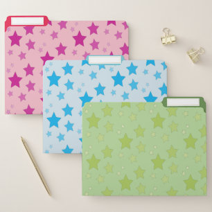 Pink Blue And Green Stars File Folder
