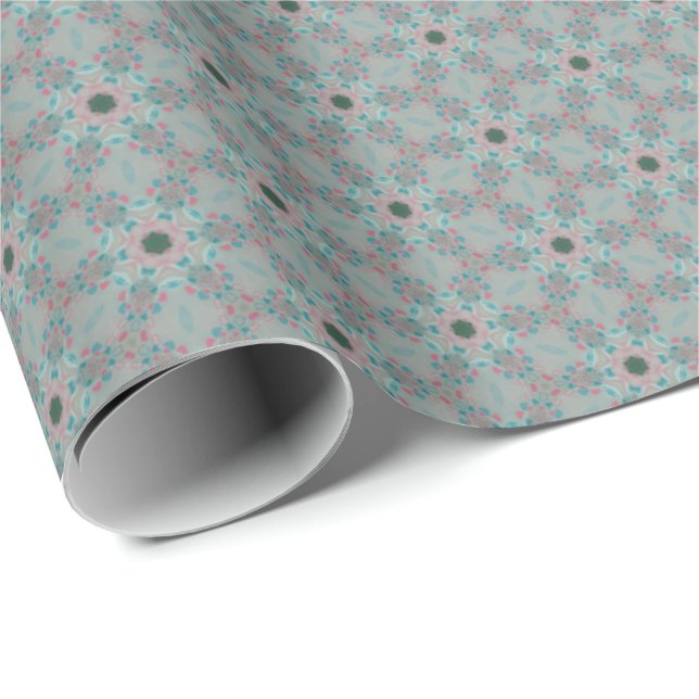 Pink, Blue and Grey Pattern Wrapping Paper (Roll Corner)