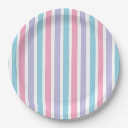 Pink Blue and Purple Candy Stripes  Paper Plates