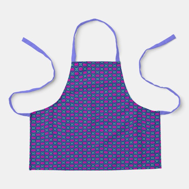 Pink, blue and purple color pattern apron (Front)