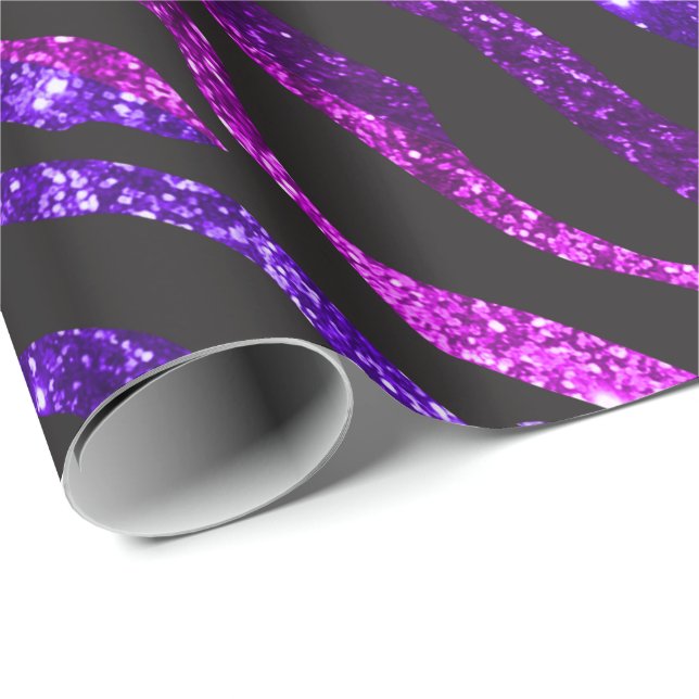 Pink, Blue and Purple Glitter Zebra Gift Wrap (Roll Corner)