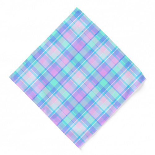Pink Blue and Purple Plaid Pattern Bandana