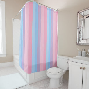 pink, blue and purple stripes shower curtain