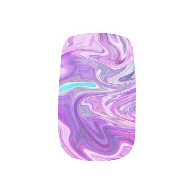 pink blue and purple swirls minx nail art (Left Thumb)