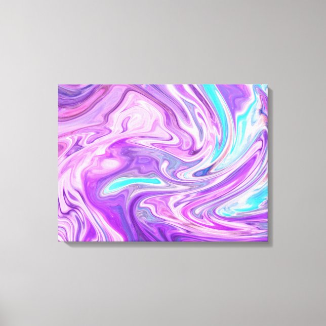 pink blue and purple swirls wrapped canvas print (Front)