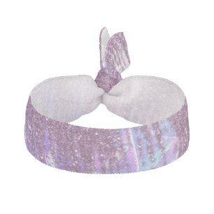 Pink, Blue, and Purple Watercolor and Faux Glitter Elastic Hair Tie