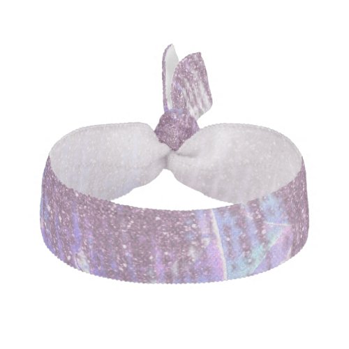 Pink Blue and Purple Watercolor and Faux Glitter Elastic Hair Tie