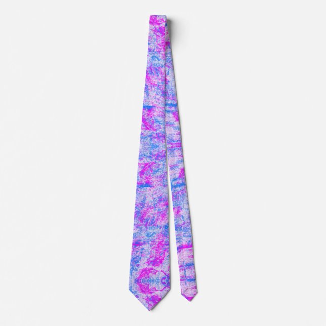 Pink Blue and White Abstract Neck Tie (Front)