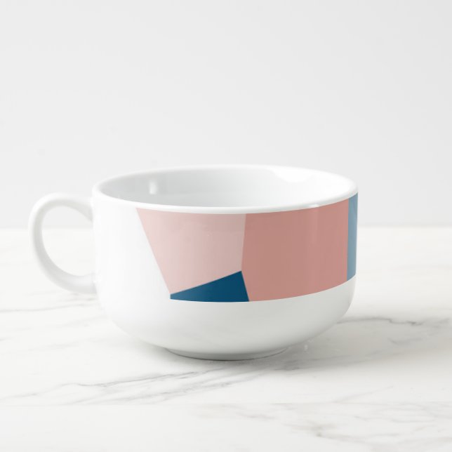 Pink Blue and White Abstract Soup Mug (Right)