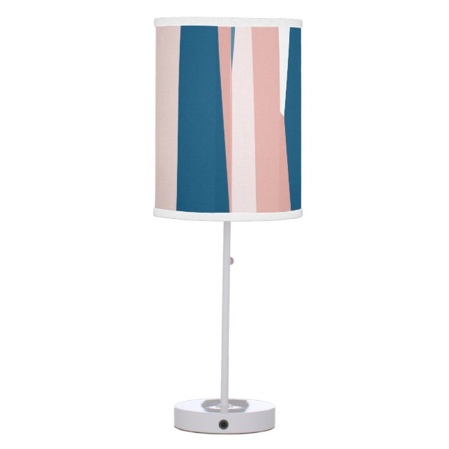 Pink Blue and White Abstract   Table Lamp (Back)