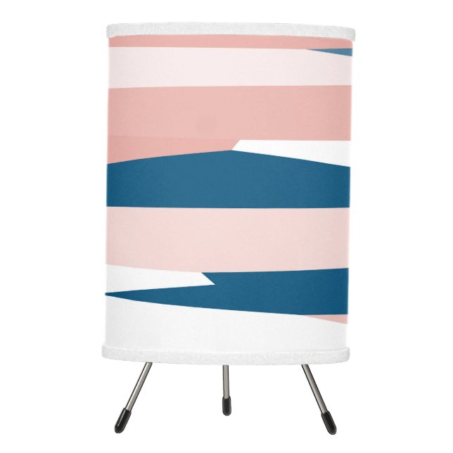 Pink Blue and White Abstract   Tripod Lamp (Front)