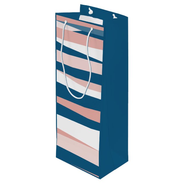 Pink Blue and White Abstract   Wine Gift Bag (Back Angled)
