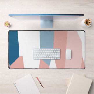 Pink blue and white desk mat