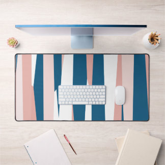 Pink blue and white desk mat