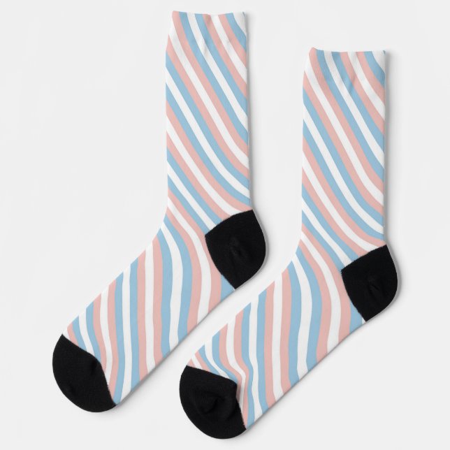 Pink, Blue and White Diagonal Stripe Socks (Left)