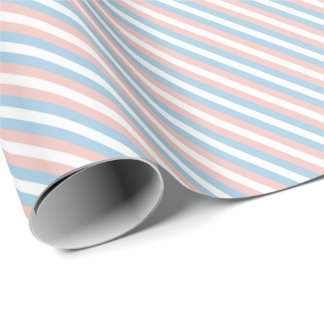 Pink, Blue and White Diagonal Stripe Wrapping Paper