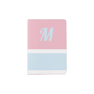 Pink, Blue and White Monogrammed Passport Holder