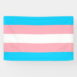 Pink, Blue and White Transgender Flag  Banner