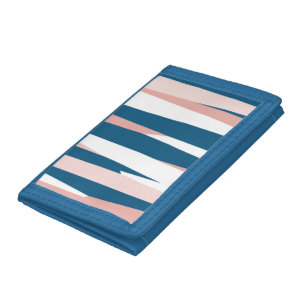 Pink blue and white trifold wallet