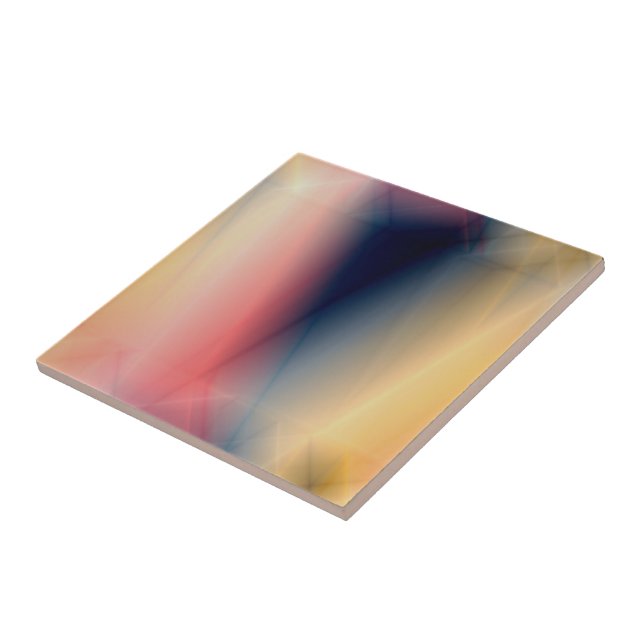 Pink Blue and yellow abstract Ceramic Tile (Side)