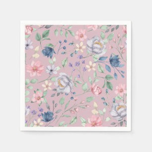 Pink Blue and Yellow Floral Purple Napkins