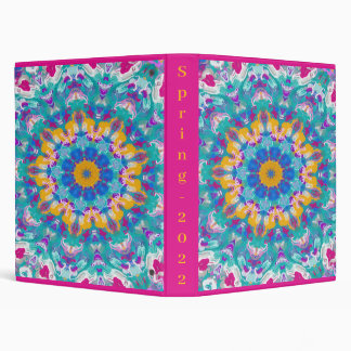 Pink, Blue and Yellow Mandala 3 Ring Binder