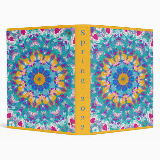 Pink, Blue and Yellow Mandala 3 Ring Binder
